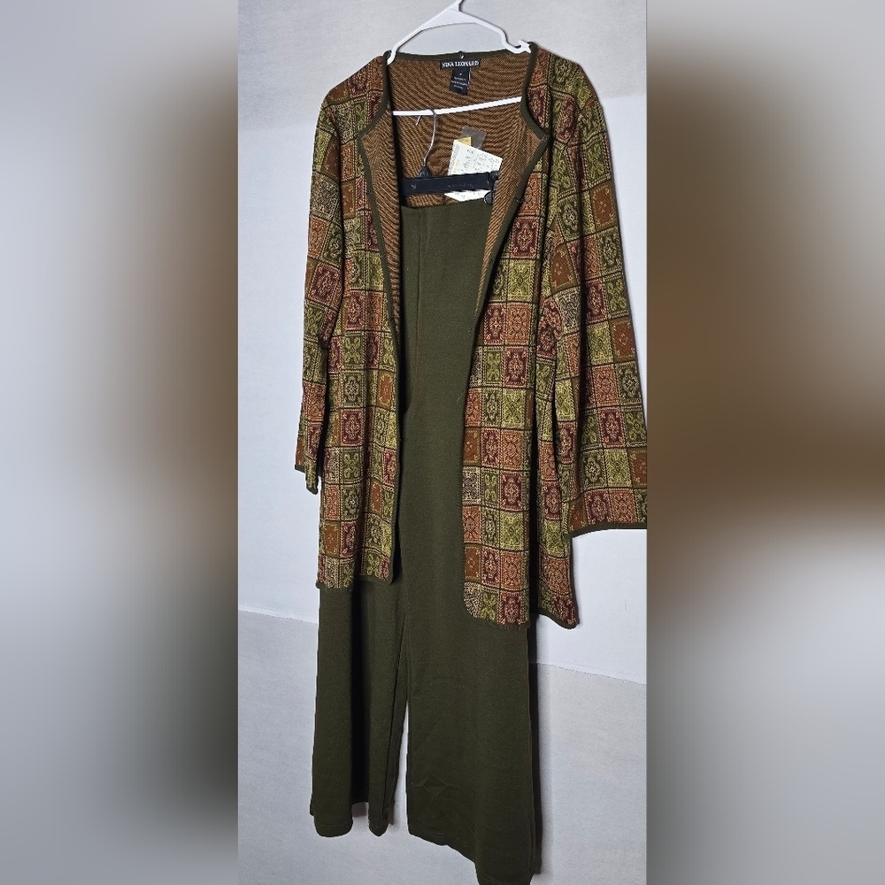 Brand New with Tags Nina Leonard Olive Green Pants Set Size XL - Picture 3 of 13